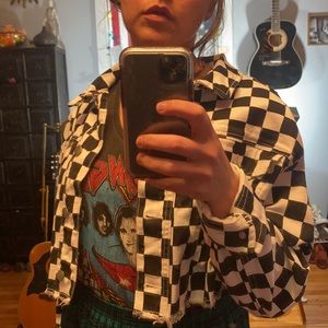 Checkered Denim Jacket